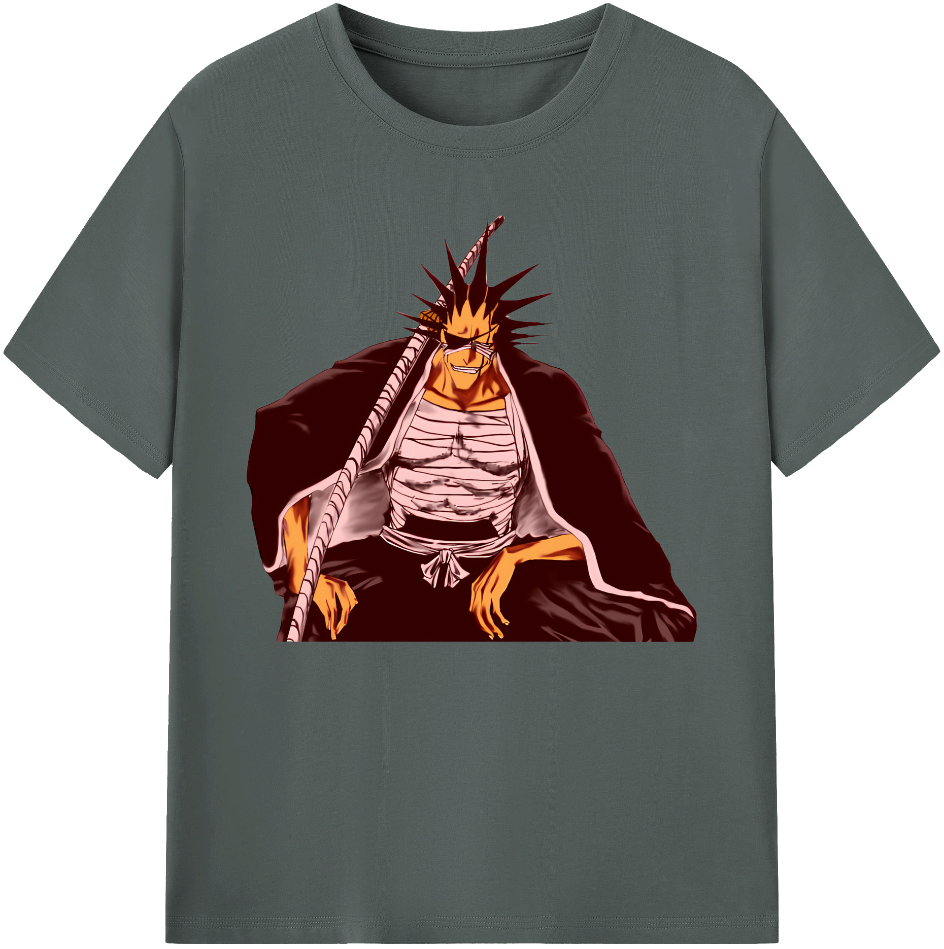 （画像用） ブリーチ ざらき けんぱち BLEACH Zaraki Kenpachi 綿100％ メンズ半袖Tシャツ｜肌触りやわらか＆通気性